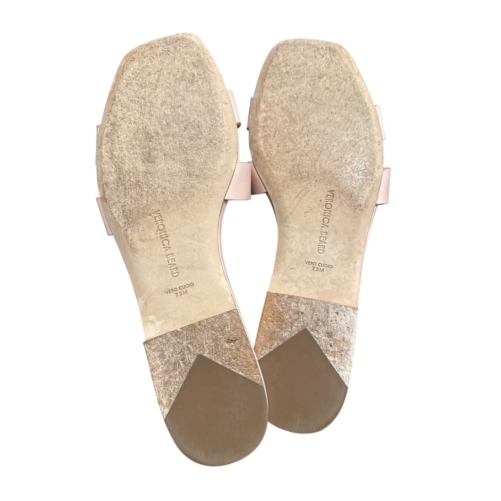Veronica Beard Pink Leather H-Strap Studded Slide‎ Sandals Square Toe 7.5M - Picture 5 of 6